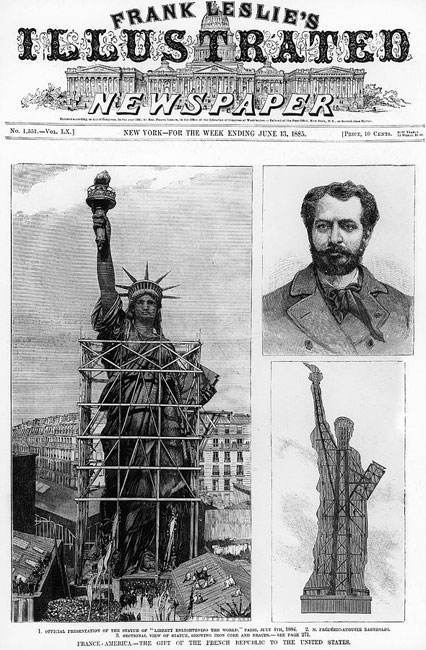 bức tượng nữ thần tự do - du lịch Hoàn Mỹ - Tờ tin tức ngày trước nói về việc xây dựng bức tượng.