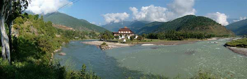 toàn cảnh tu viện Punakha Dzong - quốc gia bhutan